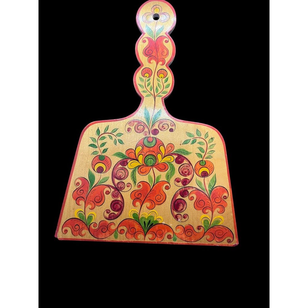 Russian VTG Wood Decorative Folk Art Cutting Board Kitchen Decor Hand Painted Fl
